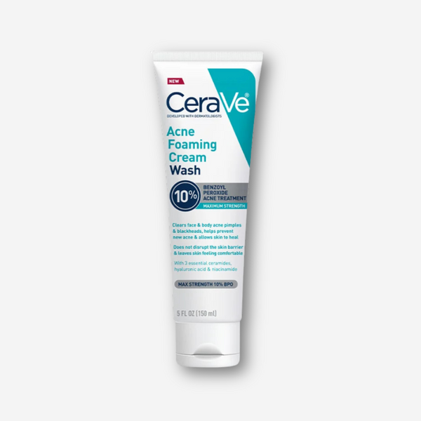 Maximum Strength Acne Foaming Cream Wash with 10% BPO for Face & Body